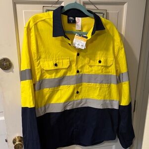 Jackeroo Reflective Yellow and Black Casual Button Down Shirt 50+ UPF